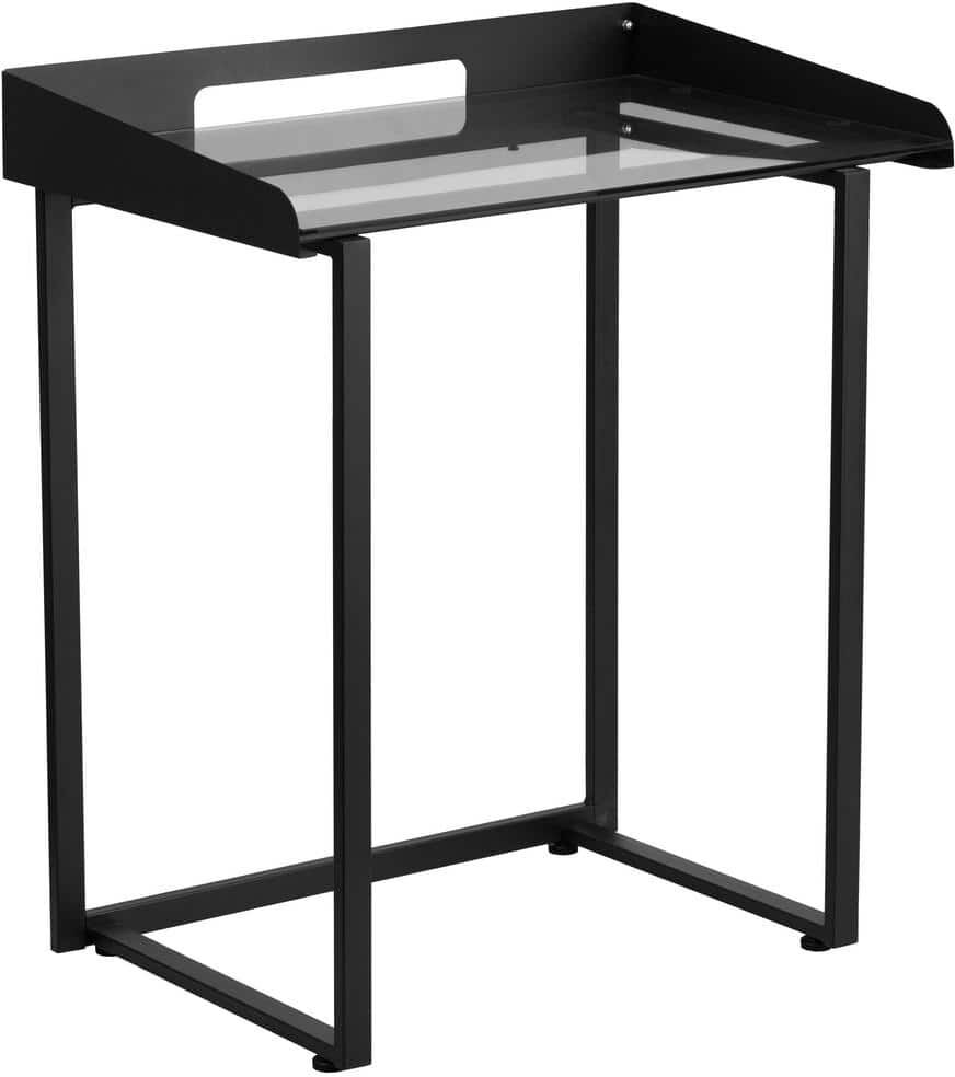 Carnegy Avenue 27.5 in. Rectangular Clear/Black Computer Desks with Cable Management