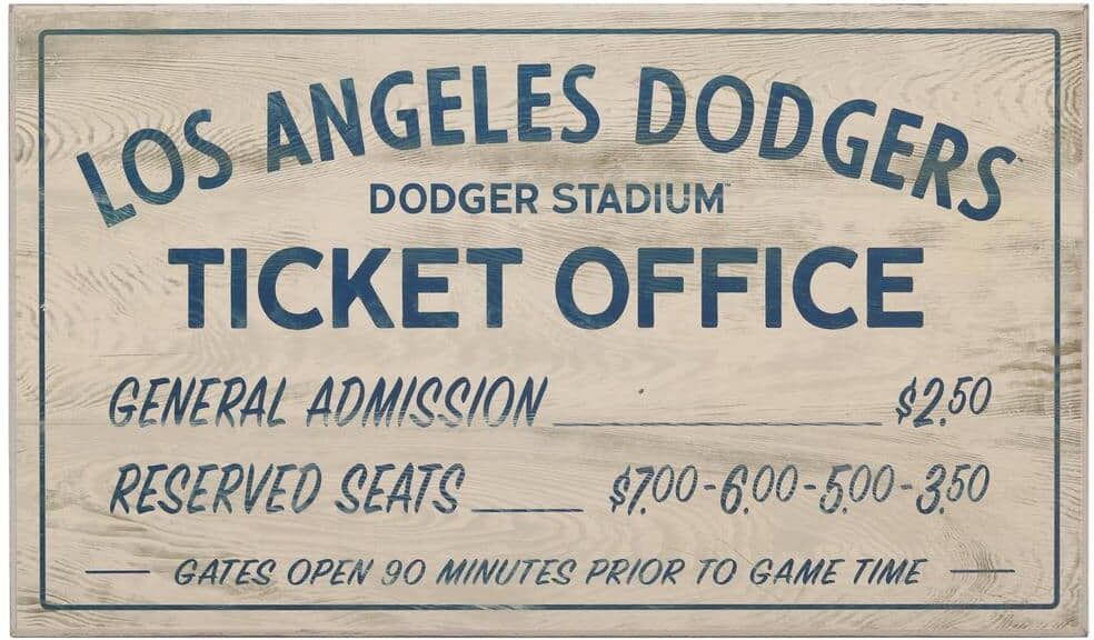 Open Road Brands Los Angeles Dodgers Vintage Ticket Office Wood Wall Decor