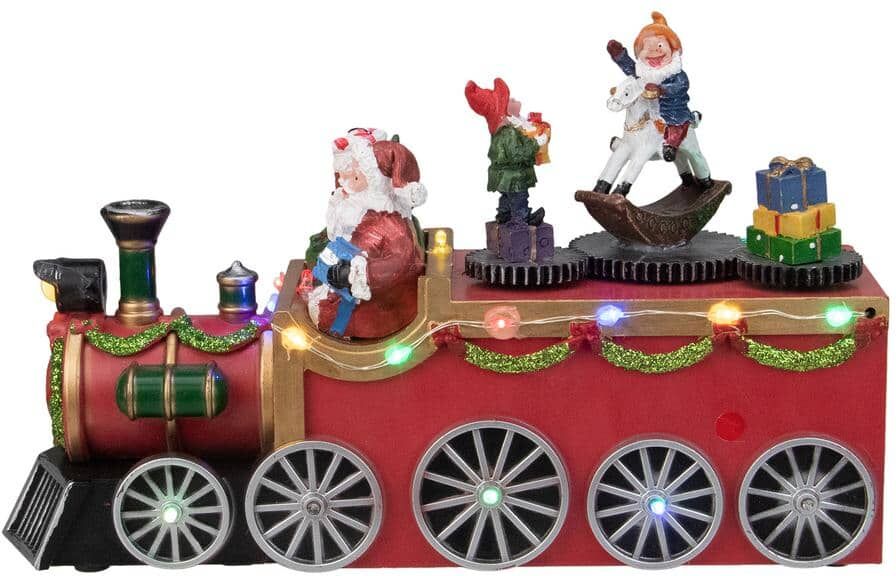 Northlight 6 in. H x 10.25 in. L LED Lighted Musical Christmas Train with Santa and Rotating Elves