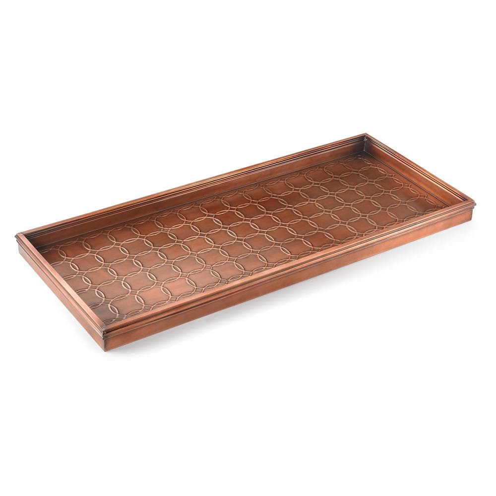 Good Directions 34.5 in. x 14.5 in. Circles Multi-Purpose Copper Finish Boot Tray for Boots, Shoes, Plants, Pet Bowls, and More