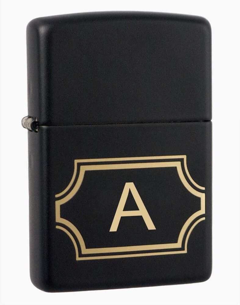 Visol Black Matte Zippo Lighter Initial Letter "A"