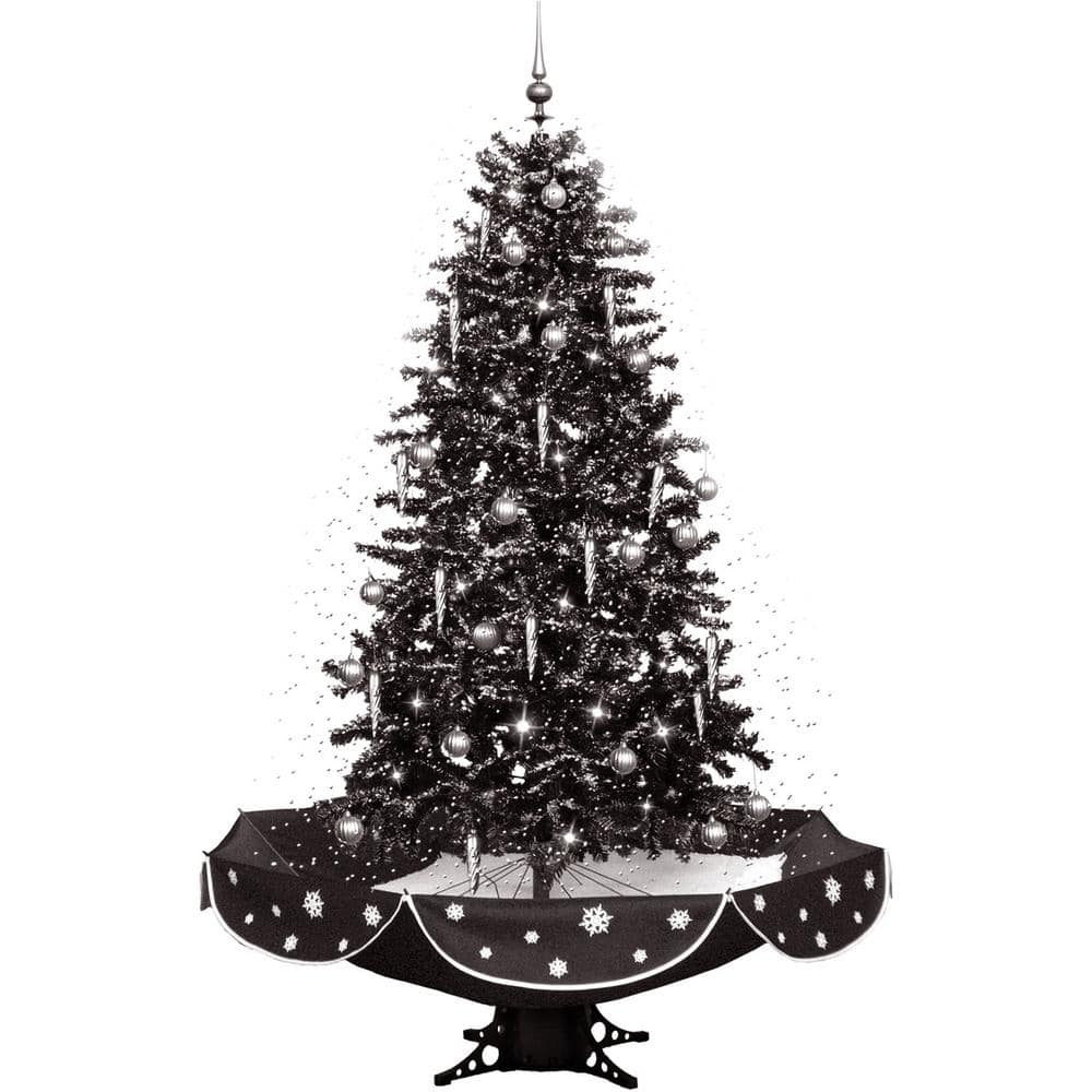 Fraser Hill Farm Let It Snow Series 75-in. Musical Artificial Christmas Tree with Black Umbrella Base and Snow Function