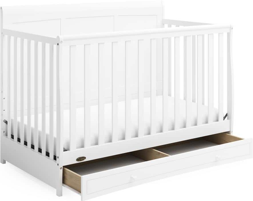 Graco Asheville White 4-in-1 Convertible Crib with Drawer