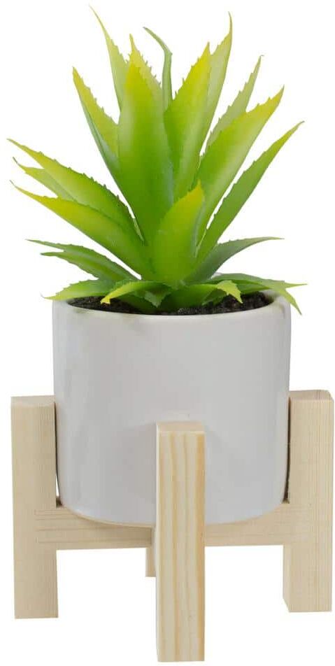 Northlight 8.25 in. Potted Green Artificial Agave Plant with Wooden Stand