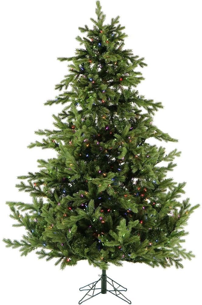 Christmas Time 6.5 ft. Prelit Virginia Fir Artificial Christmas Tree with Multi-Color LED String Lights