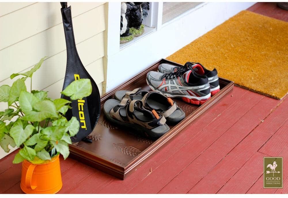 Good Directions 34.5 in. x 14.5 in. Pine Cones Multi-Purpose Copper Finish Boot Tray for Boots, Shoes, Plants, Pet Bowls, and More