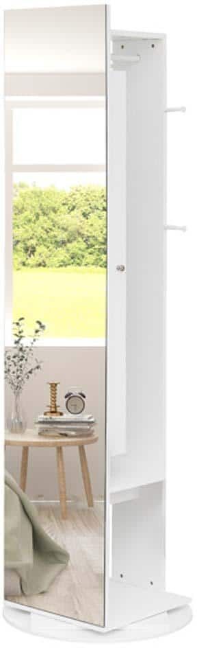 White Jewelry Armoire with Full Length Mirror 360° and Large Capacity Jewelry Organizer Armoire