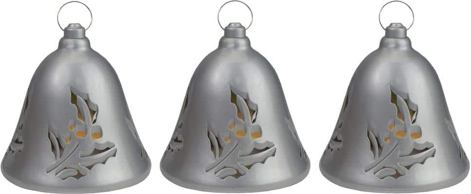 Northlight 6.5 in. Musical Lighted Silver Bells Christmas Decorations Set of 3