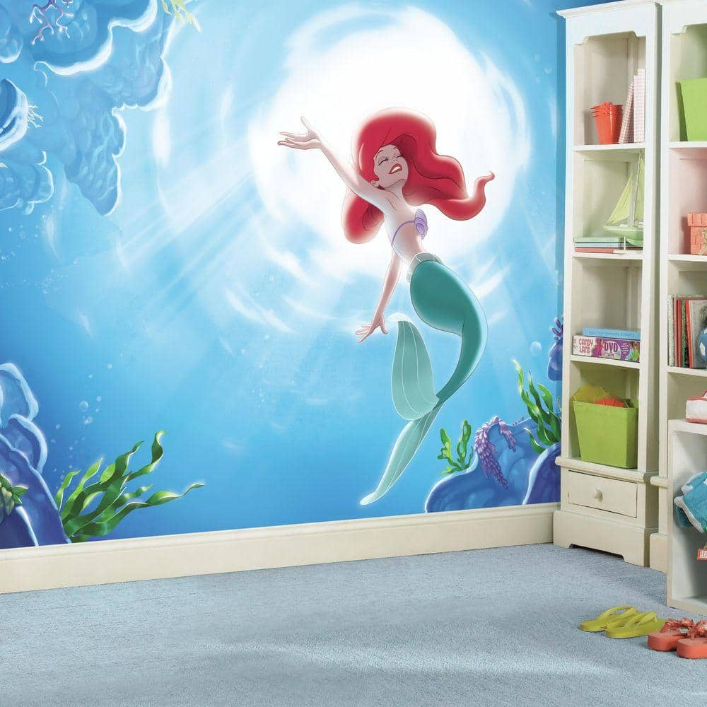 RoomMates 72 in. x 126 in. Disney Princess The Little Mermaid Part of your World XL Chair Rail 7-Panel Prepasted Mural