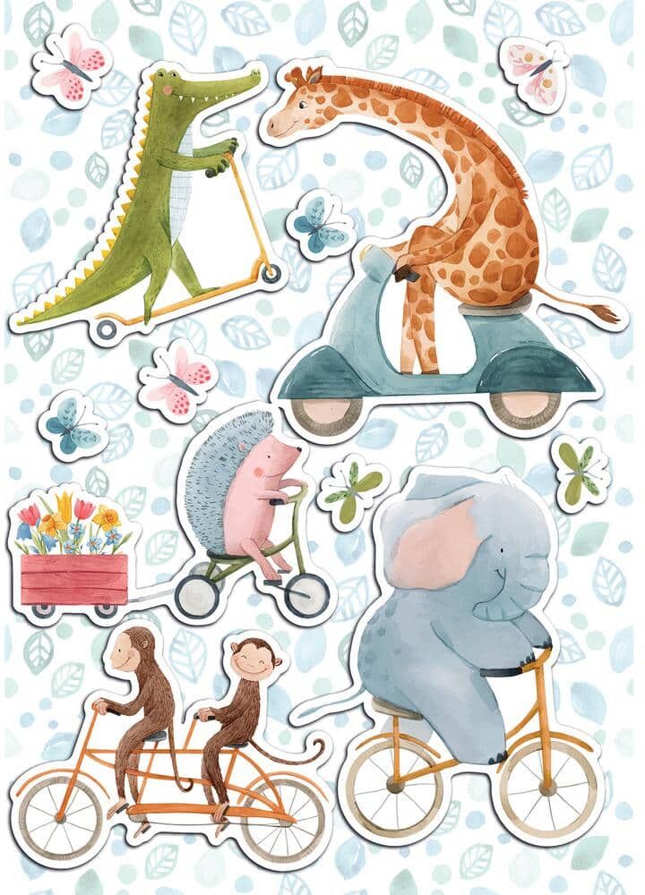 Crearreda Multi-Colored Semi-Gloss Riding Animals Wall Stickers