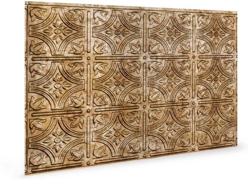 INNOVERA DECOR BY PALRAM 18.5'' x 24.3'' Empire Decorative 3D PVC Backsplash Panels in Bronze 6-Pieces