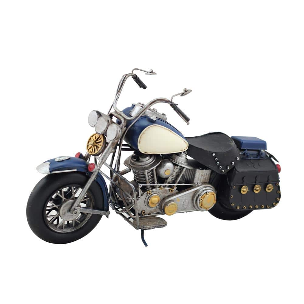 Zaer Ltd. International Vintage Style Metal Model Motorcycles in Dark Blue