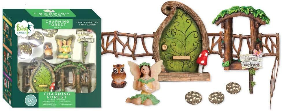 Arcadia Garden Products Charming Forest Polyresin Fairy Garden Kit (11-Piece)