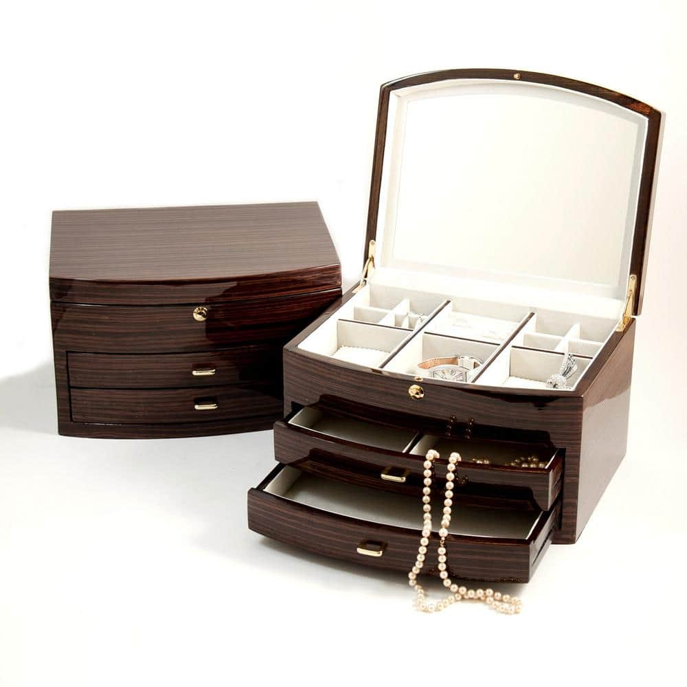 BEY-BERK Lacquered Ebony "Zebra" Wood Jewelry Box