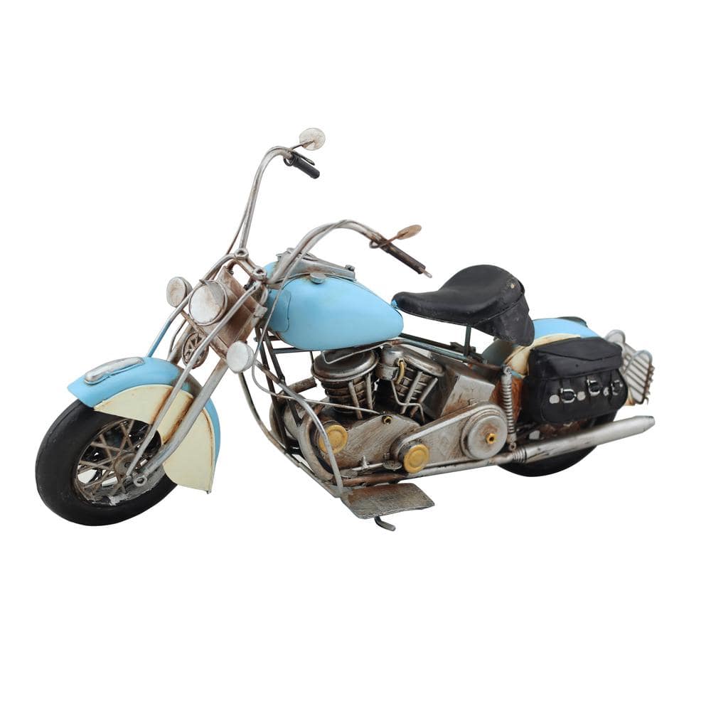 Zaer Ltd. International Vintage Style Metal Model Motorcycles in Light Blue