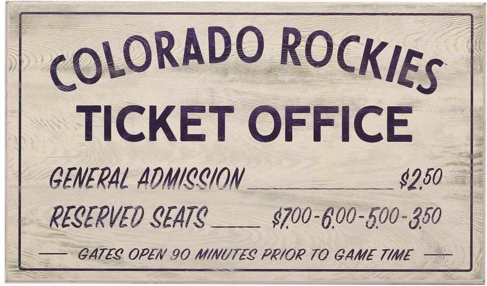 Open Road Brands Colorado Rockies Vintage Ticket Office Wood Wall Decor