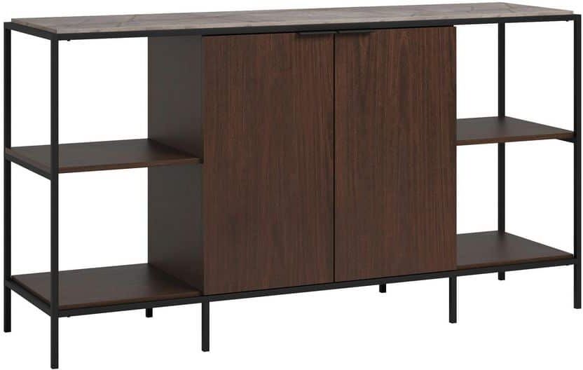 SAUDER International Lux 60.394 in. Umber Wood Entertainment Credenza Fits TV's up to 65 in. with Metal Frame