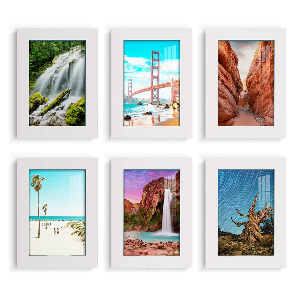 Wexford Home Modern 5 in. x 7 in. White Picture Frame (Set of 6)