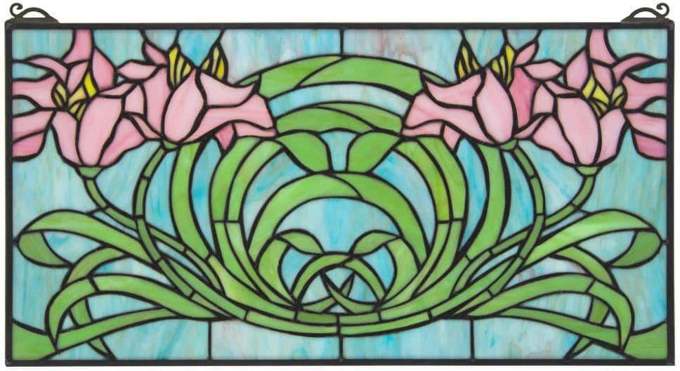 Design Toscano Beaucoup de Fleurs Tiffany-Style Stained Glass Window Panel