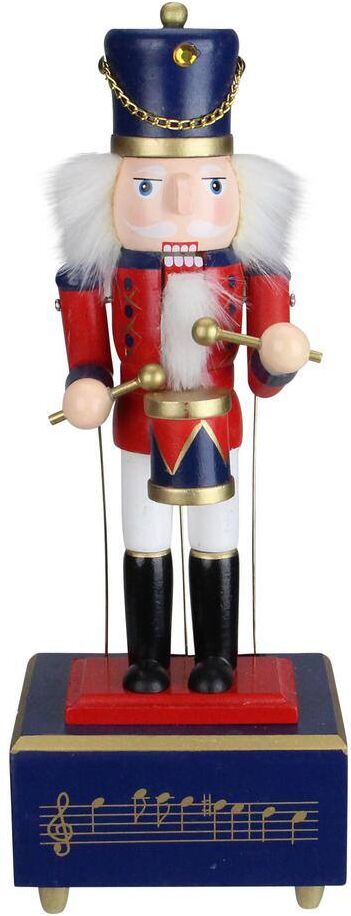 Northlight 12 in. Animated and Musical Wooden Christmas Nutcracker Drummer