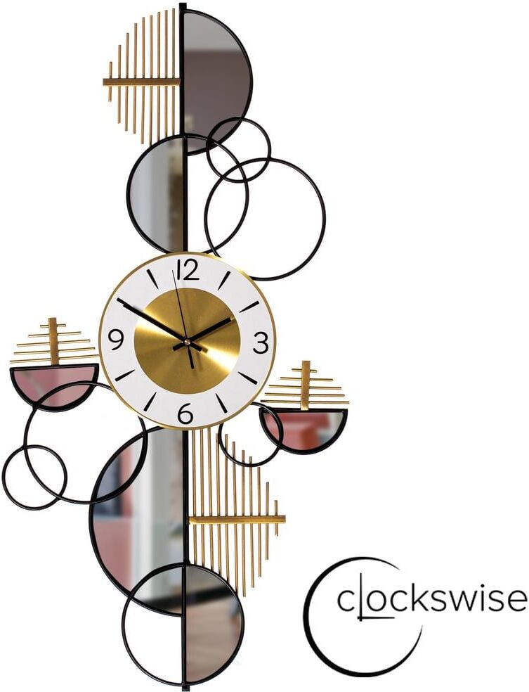 CLOCKWISE Big half-moon Wall Clock, Metal 32.75 in. Oversize Timepiece - Mounted vertical or horizontal-Hanging Supplies Included