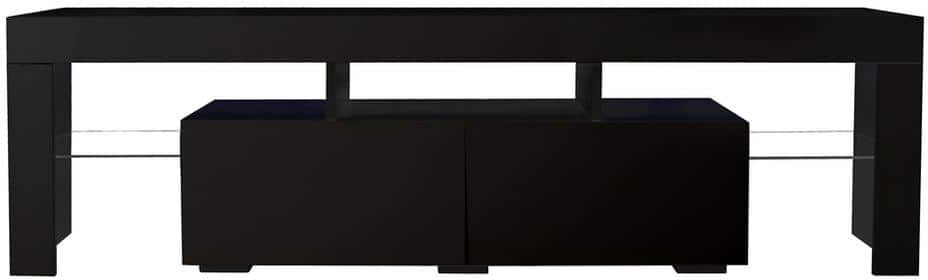 Z-joyee 63 in. Black TV Stand Fits TV's up to 70 in. with Remote Control Lights