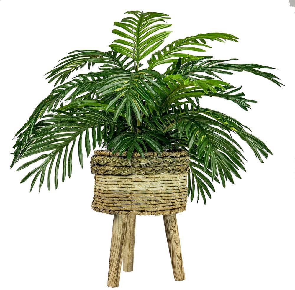 LCG SALES INC 32 in. Artificial Palm in Tri-Color Basket Stand