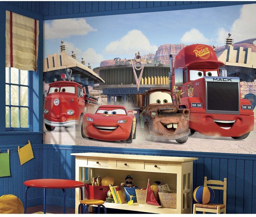 RoomMates 72 in. x 126 in. Disney Cars Friends to the Finish XL Chair Rail Pre-Pasted Wall Mural