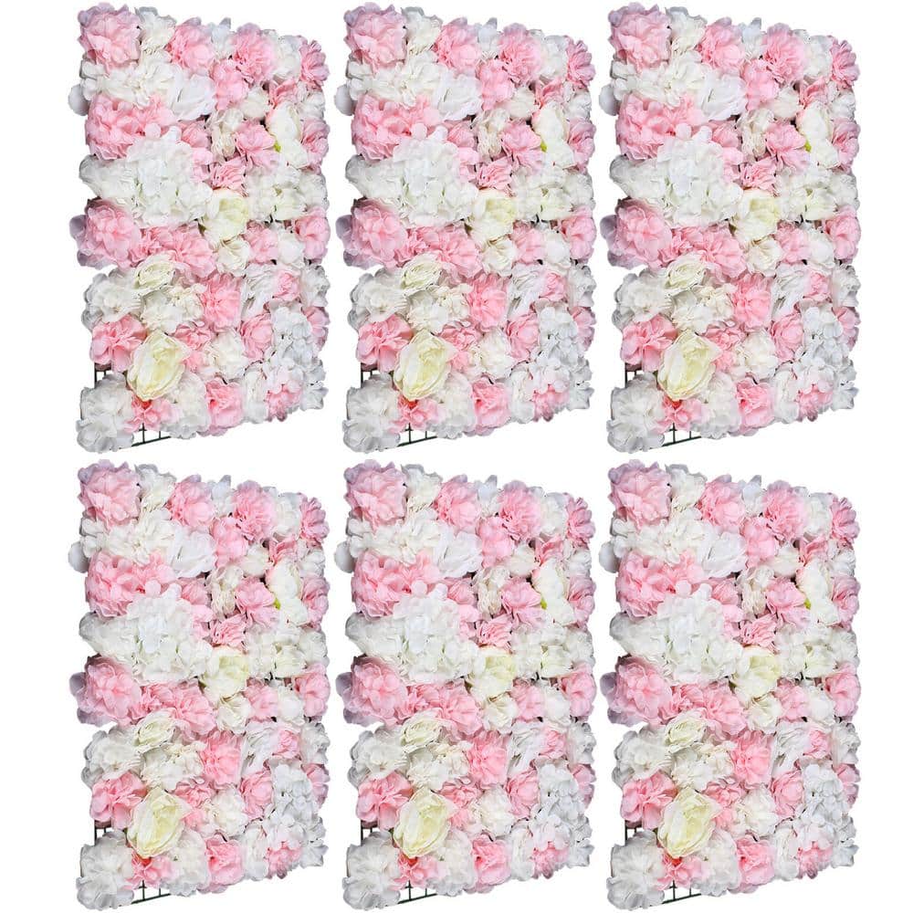 YIYIBYUS 6-pcs Artificial Silk Rose Flower Wall Panel Hedges