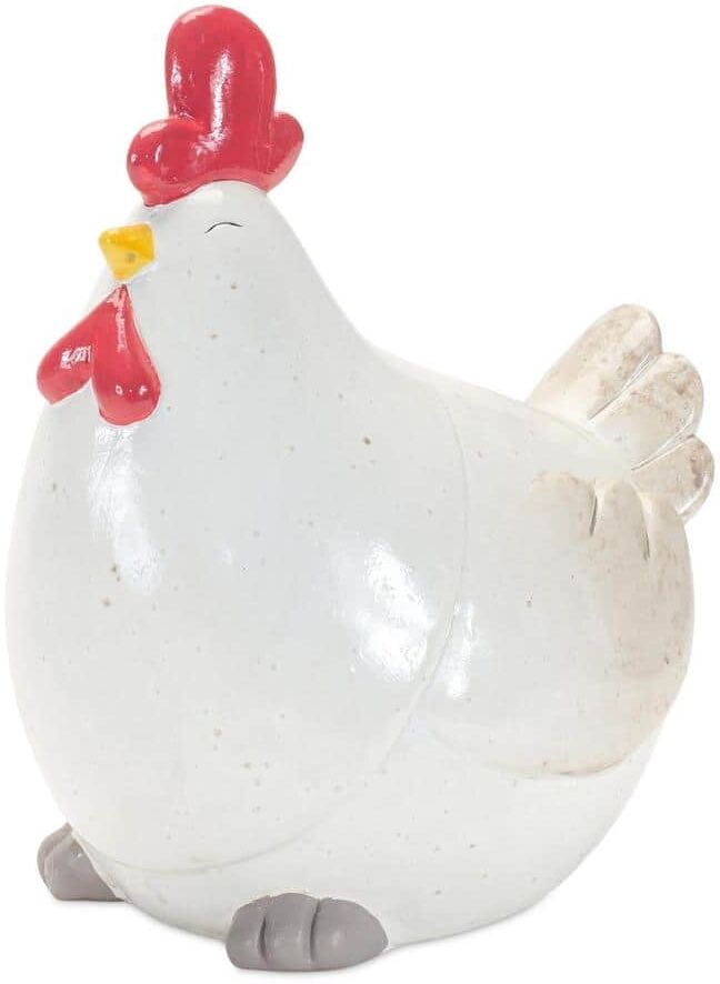 HomeRoots Resin White Rooster Figurine Set of 2