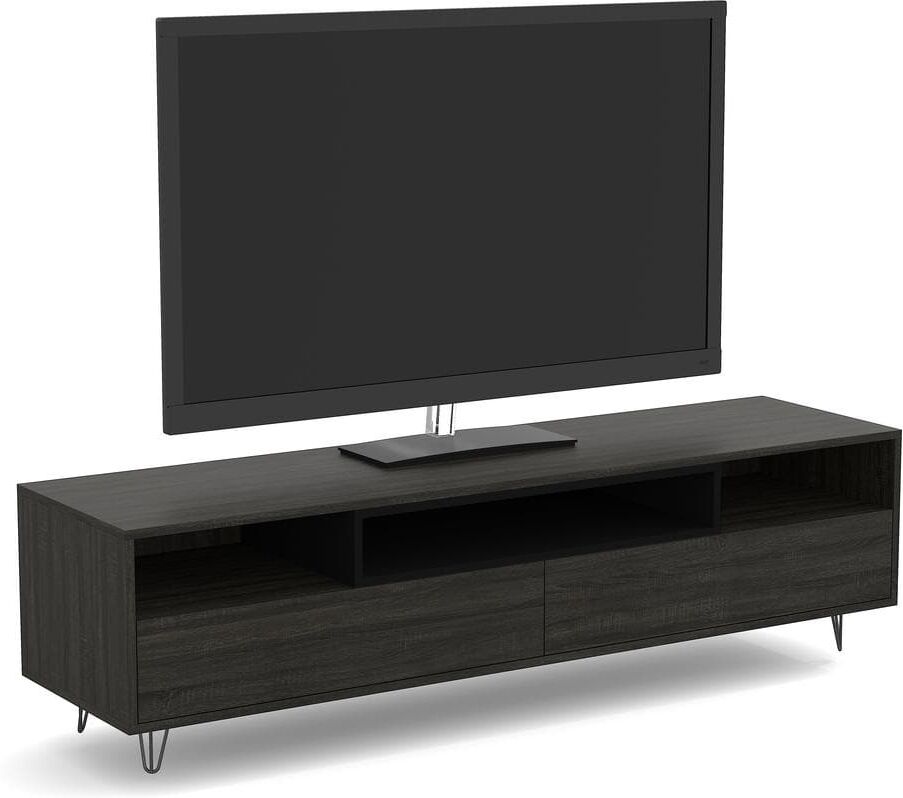 Safdie & Co. 15 in. Gray Engineered Wood TV Stand 79 in. with Cable Management