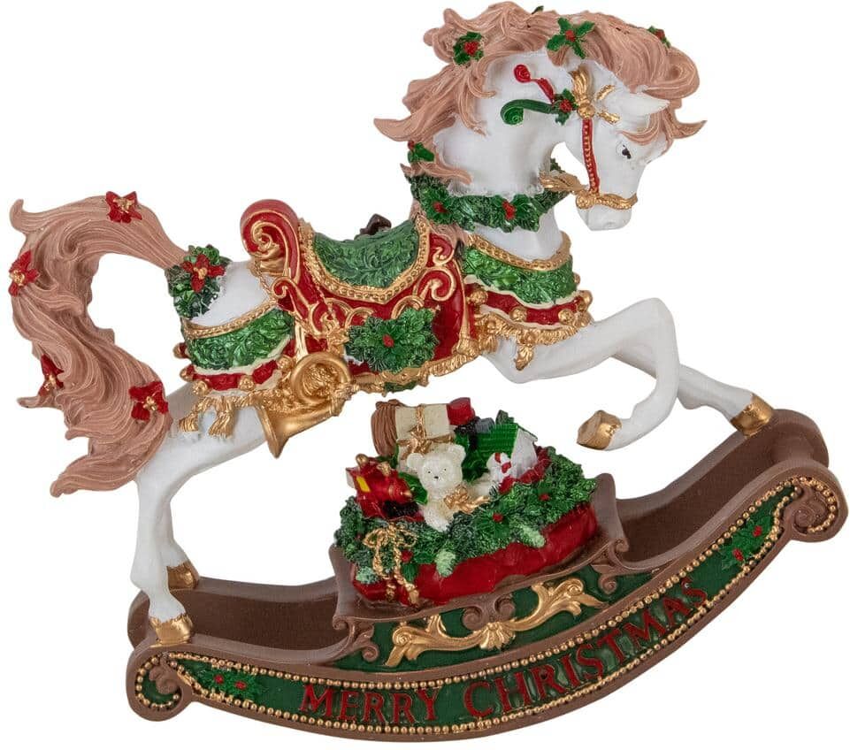 Northlight 9 in. Musical and Animated Christmas Rocking Horse Figure