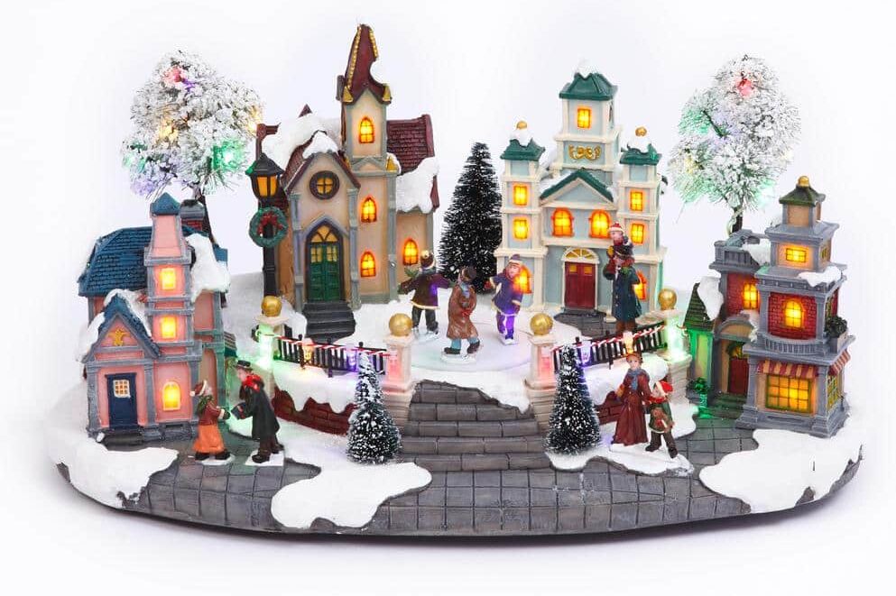 GERSON INTERNATIONAL 8.27 in. H Electric Christmas Lighted Musical Holiday Village