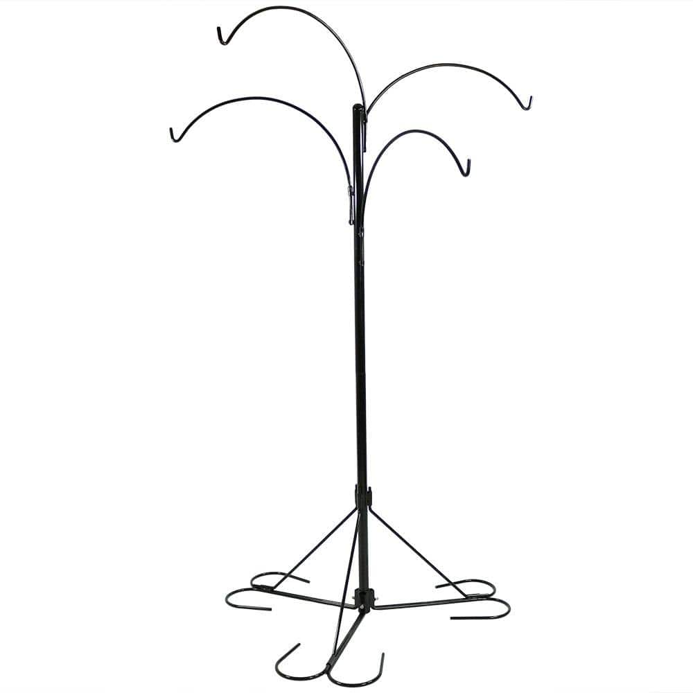 Sunnydaze Decor 84 in. 4-Arm Metal Hanging Basket Stand with Adjustable Arms
