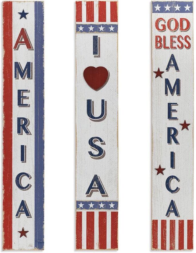 GERSON INTERNATIONAL 47.2 In H Assorted "America" Wood Decorative Sign (Set of 3)