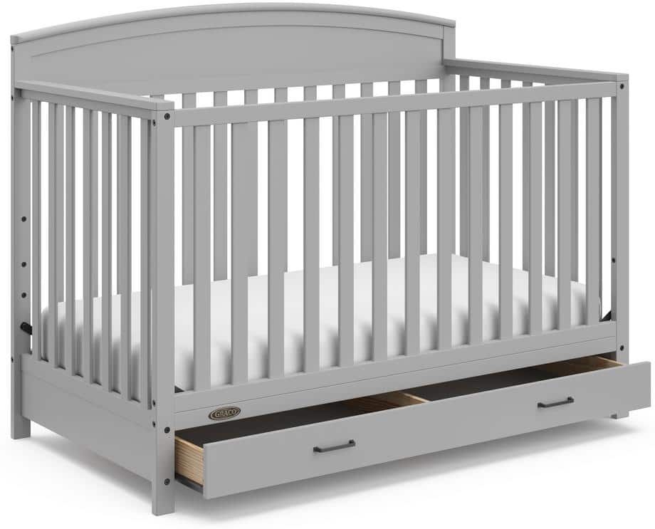 Graco Benton Pebble Gray 5-in-1 Convertible Crib with Drawer