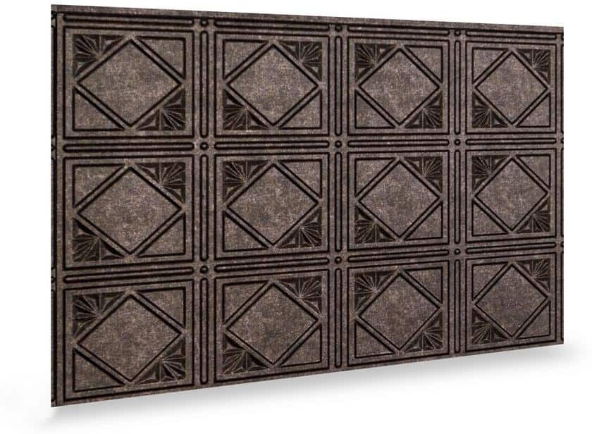 INNOVERA DECOR BY PALRAM 18.5'' x 24.3'' Artnouvo Decorative 3D PVC Backsplash Panels in Smoked Pewter 6-Pieces