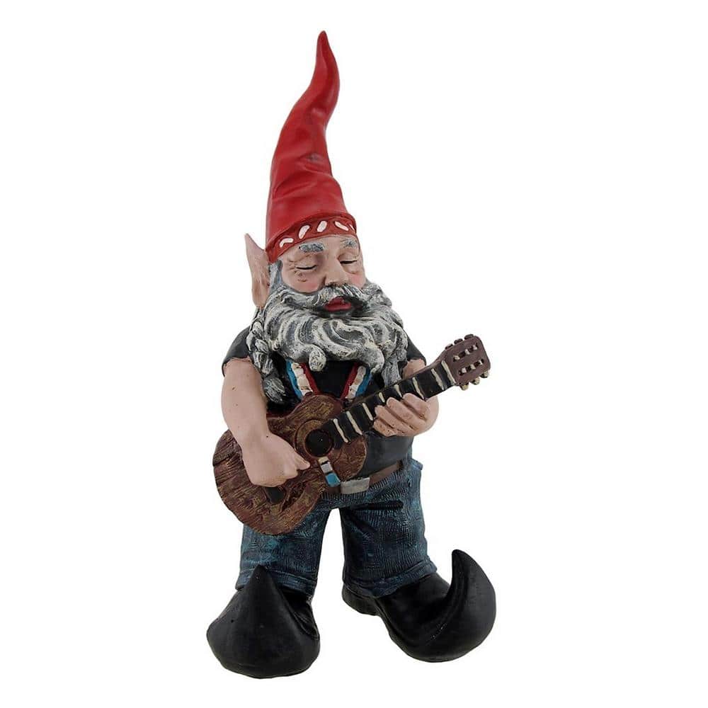 HOMESTYLES 14.5 in. H Willie Elfson the Country Star Gnome Pickin' On His Old Guitar Home and Garden Gnome Statue