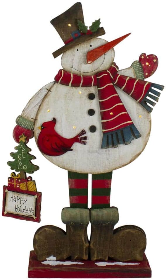 Northlight 17.5in Lighted Waving Happy Holidays Snowman Christmas Tabletop Decoration