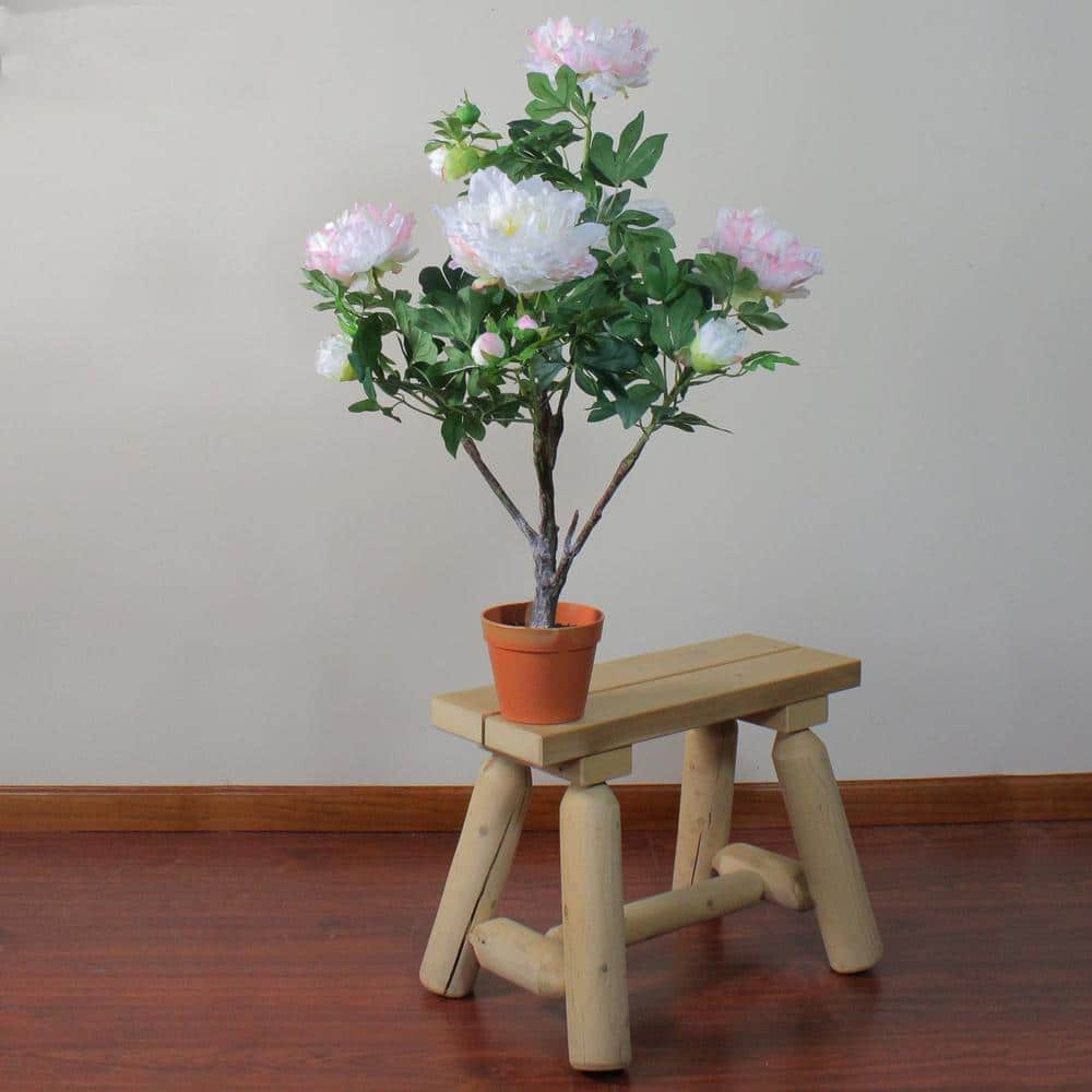 Northlight 36 in. Peony Flower Potted Light Peach and Pink Artificial Blooming Plant