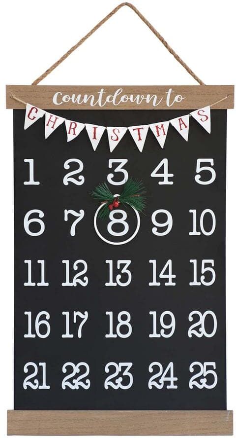 PARISLOFT 19.125 in. Black Wood and Metal Christmas Advent Calendar Wall Hanging Decor