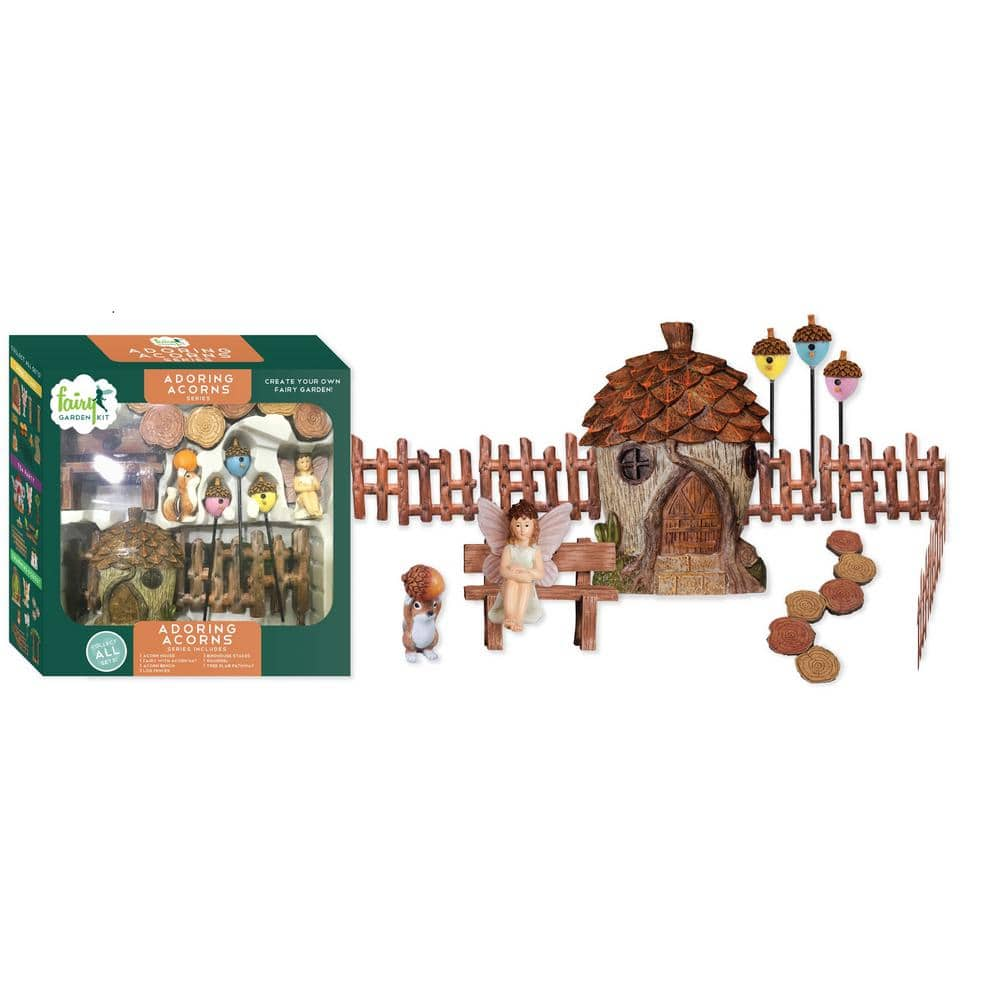 Arcadia Garden Products Adorning Acorns Polyresin Fairy Garden Kit (11-Piece)