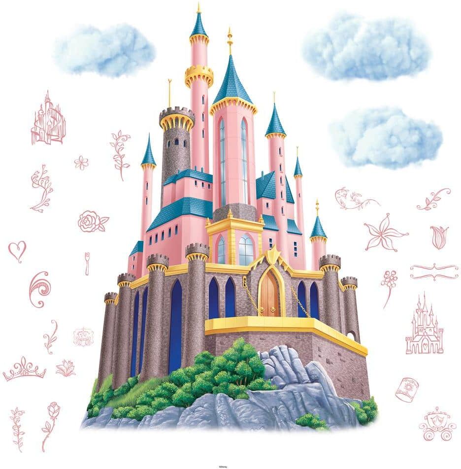 RoomMates Disney Princess Castle XL Pink Abstract Giant Wall Decal with String Lights