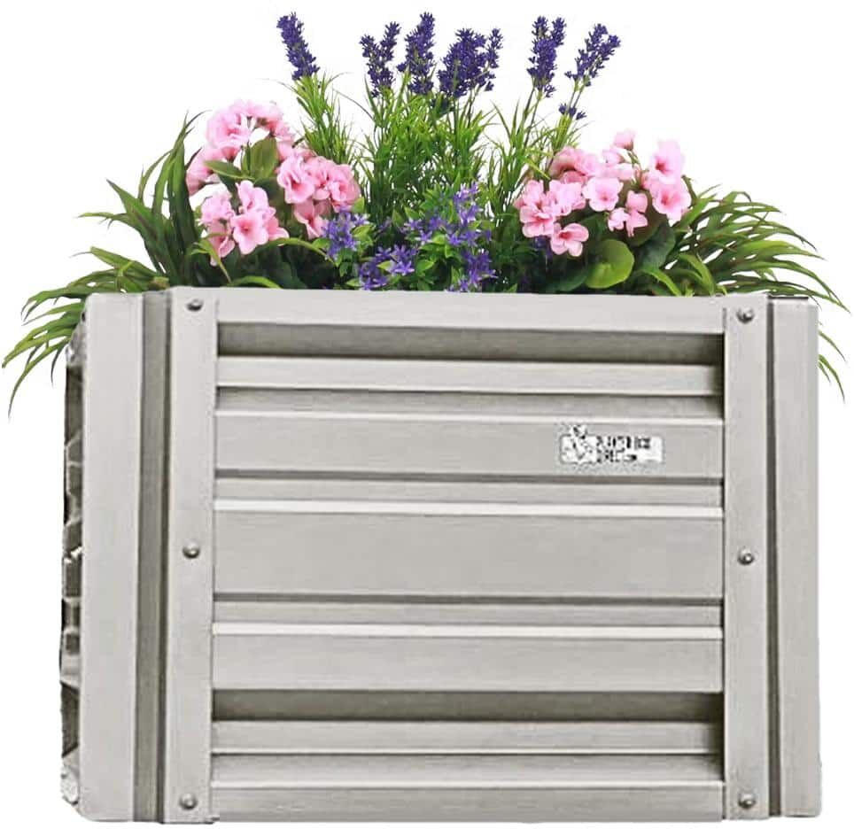 ALL METAL WORKS 24 inch by 24 inch Square Ash Grey Metal Planter Box