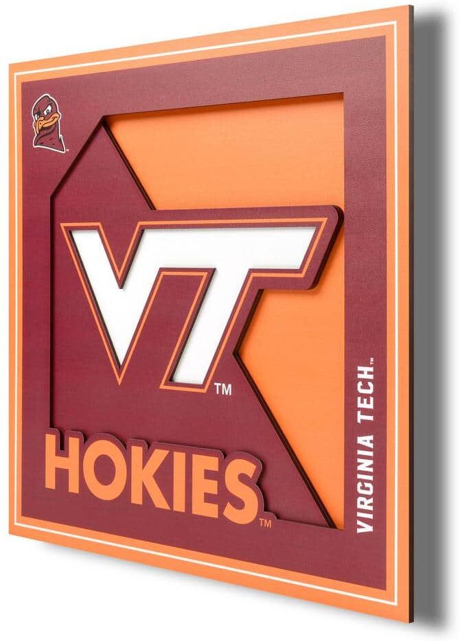 NCAA Virginia Tech Hokies 3D Logo Series Wall Art - 12x12