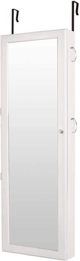 Winado Retro Wood White Whole Body Mirror Storage Mirror Jewelry Mirror Armoire 47.24 in. H x 14.57 in. W x 3.86 in. D