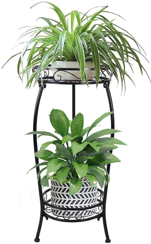 27 in. Tall Metal Potted Holder Rack Flower Pot Stand Heavy Duty Plant Shelf Rustproof Iron