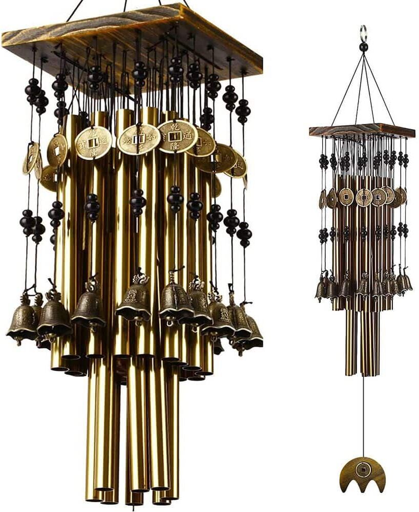 30 in. Bronze Memorial Wind Chimes with 24 Brass Pipes And 16 Brass Bells