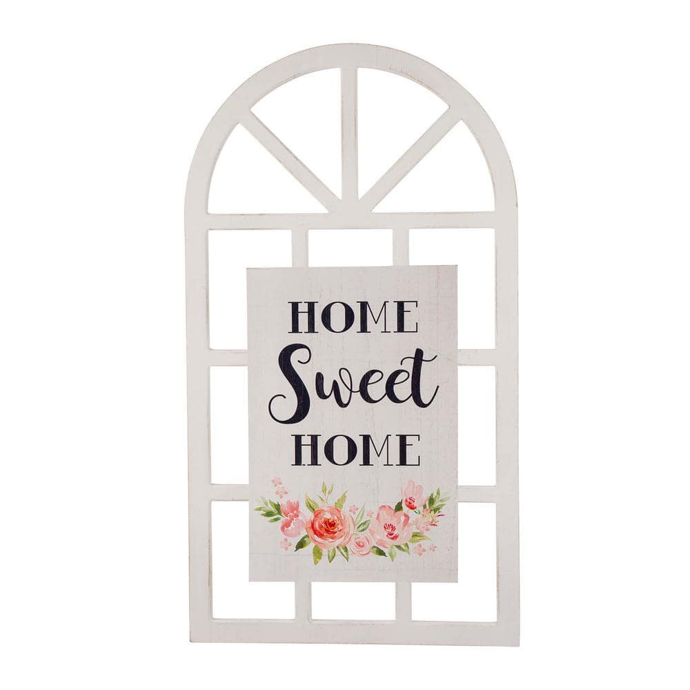 Glitzhome 36 in. H Wooden Window Frame with 17.72 in. H Wooden Sweet/Home Word Sign Wall Decor