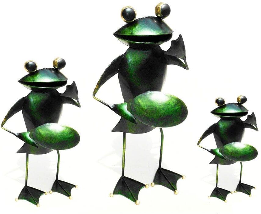 D-Art Large, Medium, Small Iron Frog Candle Holder (Set of 3-Piece)